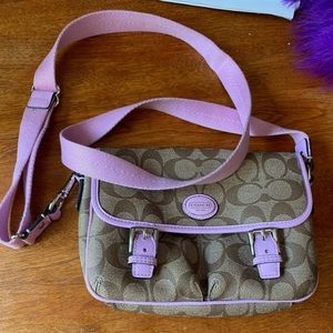 Pink and brown coach purse